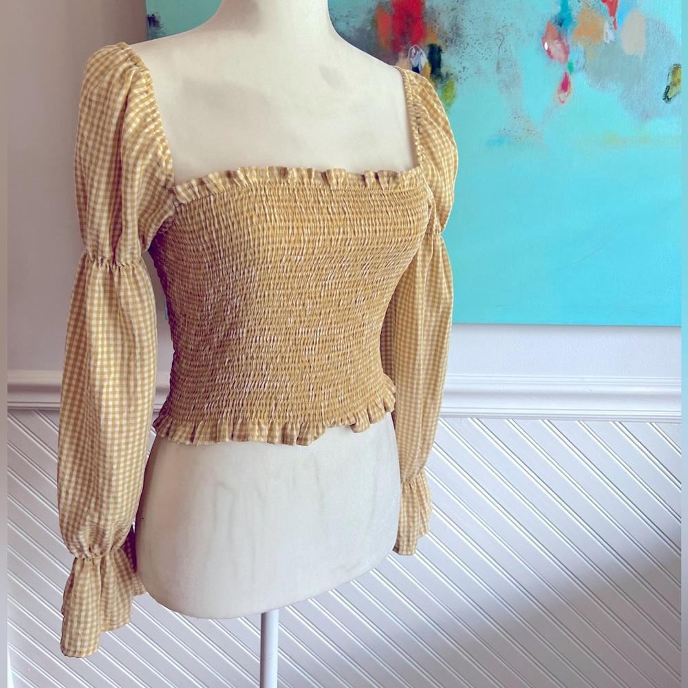 Urban Outfitters cropped smocked shirt